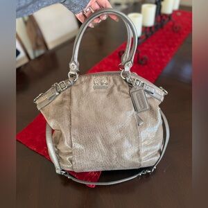 COACH Madison Sophia Champagne Suede Satchel